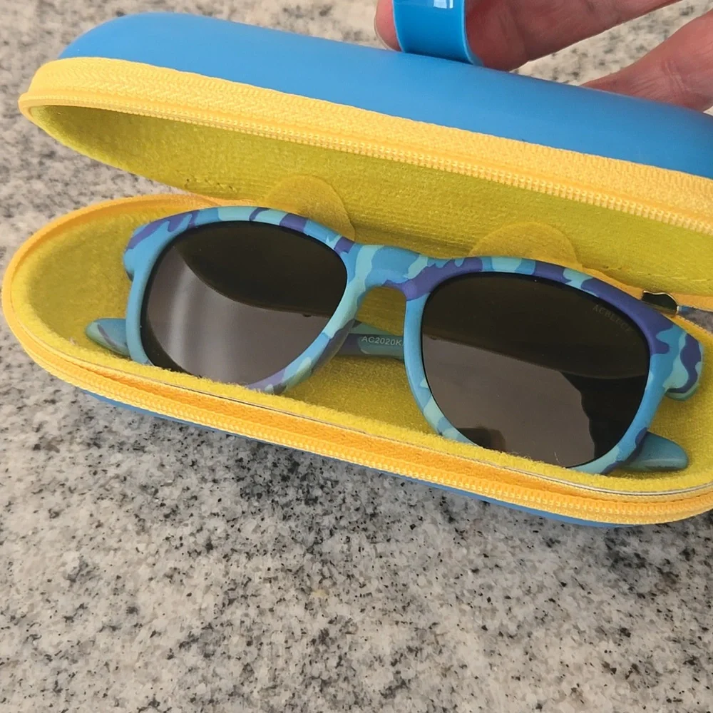 Acbluce Polarized Blue & Purple Kids Sunglasses UV Protection With Case